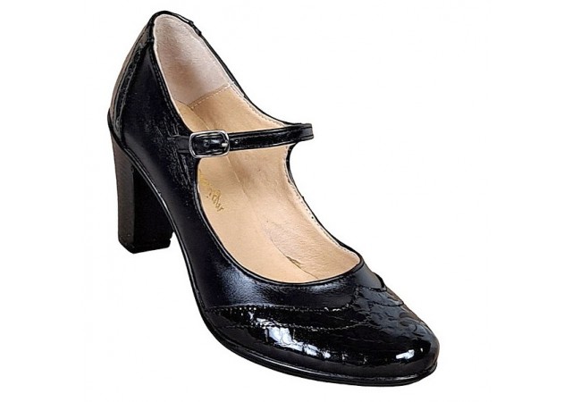 Pantofi dama, eleganti, din piele naturala cu toc mic - Made in Romania P104NLCROCO